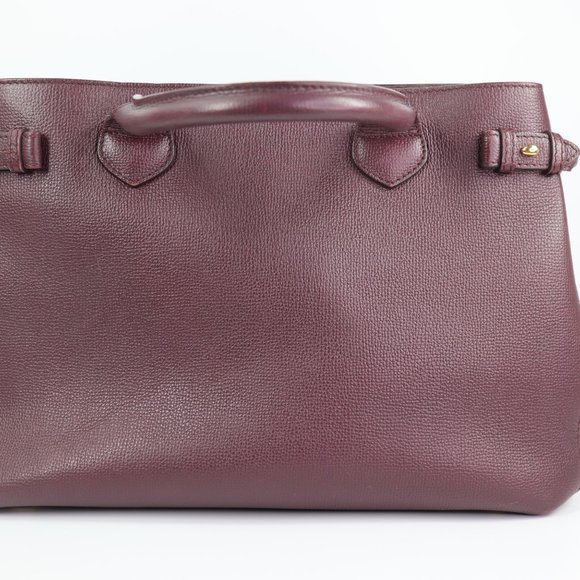 BURBERRY Grainy Calfskin House Check Medium Banner Tote Mahogany Red - Picture 3 of 16